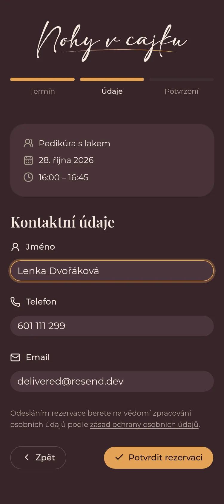 Kontaktní údaje bez registrace